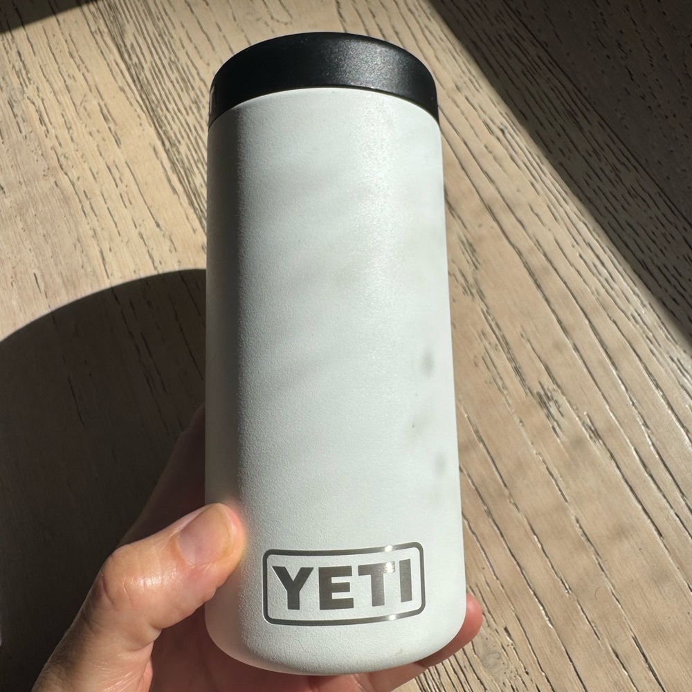 Yeti White Tumbler with Black Lid